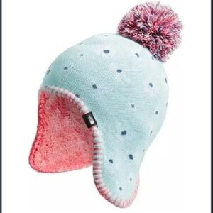 The North Face Hat Littles Kids Faroe Beanie Starlight Blue With Pom Pom